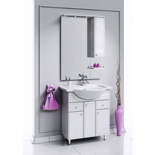 Купить Тумба Aqwella Барселона Люкс 85 под раковину, с бельевой корзиной, белая 810x830x331 мм по низкой цене