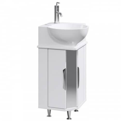 Купить Тумба Aqwella Дельта 40 под раковину, угловая, белая 375x675х375 мм по низкой цене