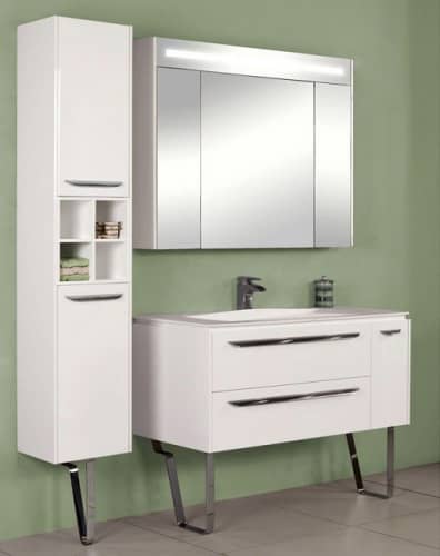 Купить Шкаф Акватон Блент зеркальный 80 белый 1A161002BL010 по низкой цене