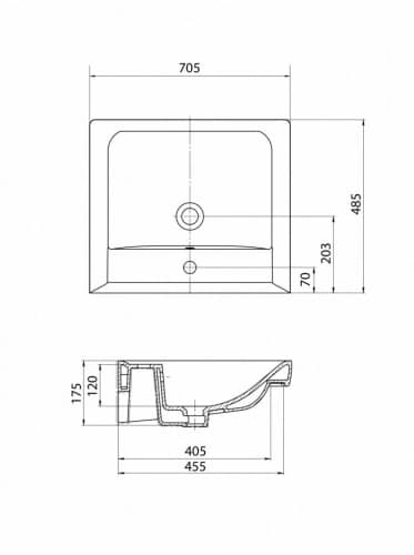 Купить Раковина Акватон Тигода 70 1WH302083 705х485 мм по низкой цене