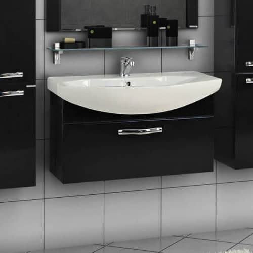 Купить Тумба Акватон Ария 80 под раковину 1A141701AA950 черный глянец по низкой цене