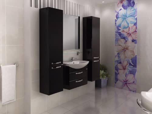 Купить Тумба Акватон Ария М 65 под раковину 1A123301AA950 черный глянец по низкой цене