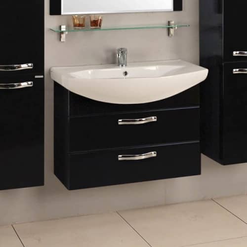 Купить Тумба Акватон Ария М 80 под раковину 1A140801AA950 черный глянец по низкой цене