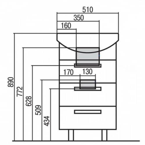 Купить Тумба Акватон Ария Н 50 под раковину 1A140201AA430 темно-коричневая по низкой цене