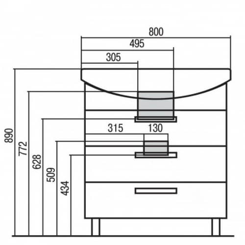 Купить Тумба Акватон Ария Н 65 под раковину 1A123401AA950 черная по низкой цене