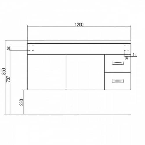 Купить Тумба Акватон Диор 120 под раковину 1A110601DR940 бело-бордовая по низкой цене