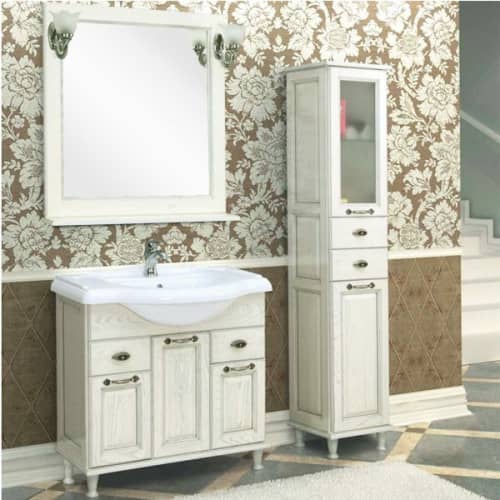 Купить Тумба Акватон Жерона 85 под раковину 1A158501GEM20 белое серебро по низкой цене