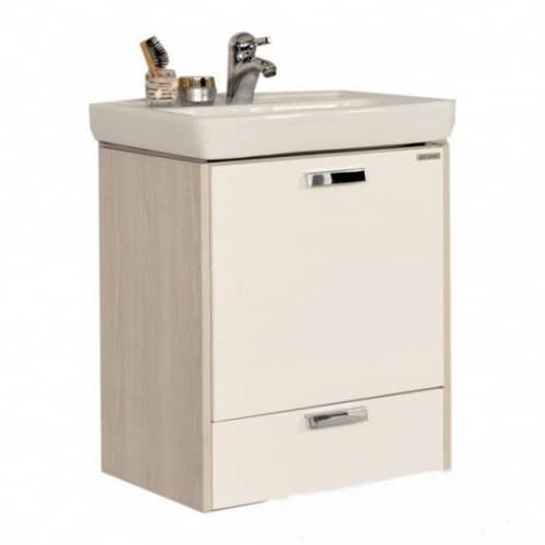 Купить Тумба Акватон Йорк 55 М под раковину 1A170801YOAV0 белый и Ясень фабрик по низкой цене