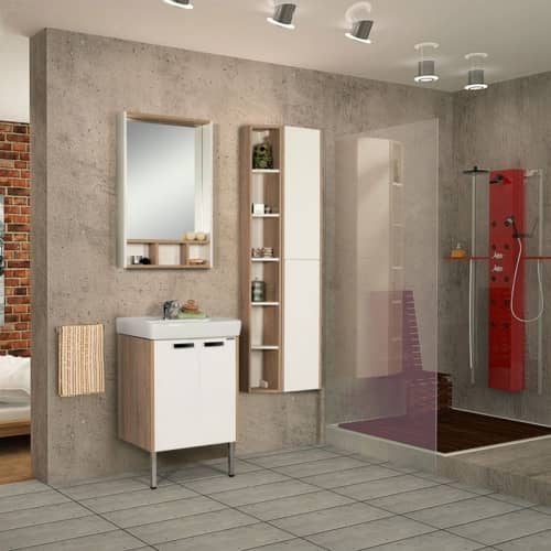 Купить Тумба Акватон Йорк 60 под раковину 1A170801YOAV0 белый и Ясень фабрик по низкой цене