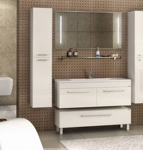 Купить Тумба Акватон Мадрид 120 М под раковину 1A170301MA010 белая с 2 ящиками по низкой цене