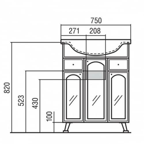 Купить Тумба Акватон Эмилья 75 под раковину 1A056801EJ010 по низкой цене