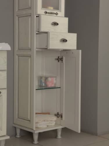 Купить Шкаф-пенал Акватон Жерона L 1A158903GEM2L Белое Серебро по низкой цене