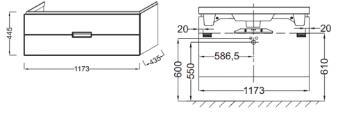 Купить Тумба Jacob Delafon Reve EB1137-G95 под раковину оливковый блестящий 1173х445х435 мм по низкой цене