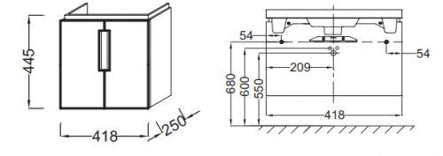 Купить Тумба Jacob Delafon Reve EB1138-442 под раковину серый антрацит лак 418х445х250 мм по низкой цене