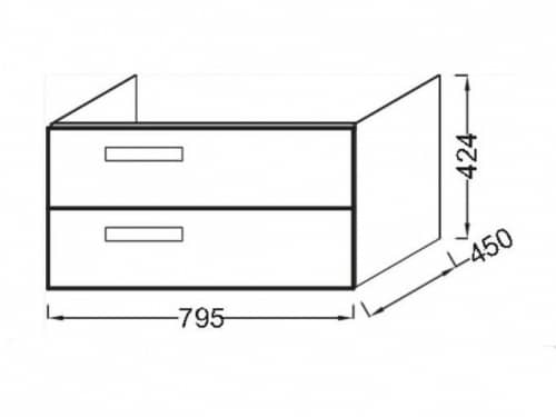 Купить Тумба Jacob Delafon Rythmik EB1303-G80 под раковину светло-коричневый лак 795х450х424 мм по низкой цене