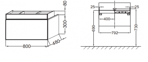 Купить Тумба Jacob Delafon Terrace EB1186-G1C под раковину белый лак 800х480х380 мм по низкой цене