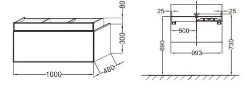 Купить Тумба Jacob Delafon Terrace EB1187-274 под раковину черный лак 1000х480х380 мм по низкой цене
