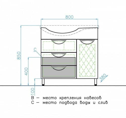 Купить Тумба Style Line Жасмин 82 R с раковиной, с бельевой корзиной по низкой цене