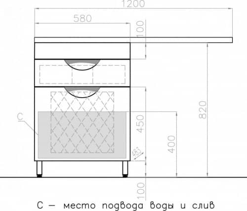 Купить Тумба Style Line Жасмин 60 Космос/Даллас 120 Люкс Plus L с раковиной, с одним ящиком и бельевой корзиной по низкой цене