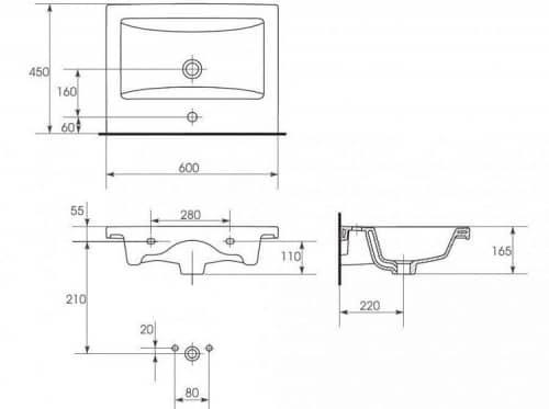 Купить Тумба Style Line Лотос 60 Люкс Plus напольная с раковиной белая по низкой цене