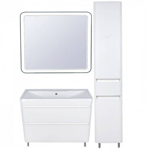 Купить Тумба Style Line Атлантика 100 Люкс Plus с раковиной белая антискрейч по низкой цене