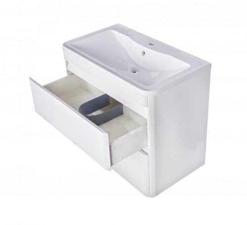 Купить Тумба Style Line Атлантика 100 Люкс Plus с раковиной белая антискрейч по низкой цене