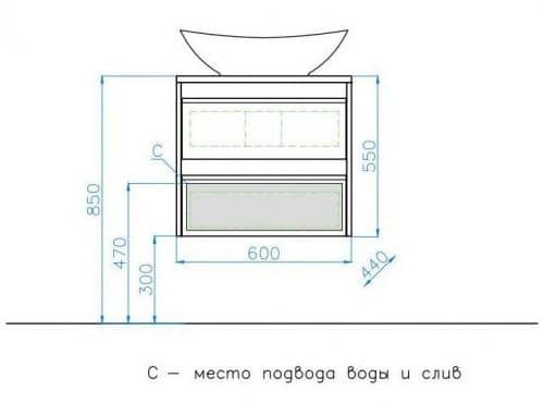 Купить Тумба Style Line Монако 60 Plus подвесная с раковиной ориноко/белый лакобель по низкой цене