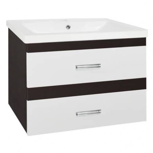 Купить Тумба Style Line Сакура 80 Люкс Plus подвесная с раковиной белая/венге по низкой цене