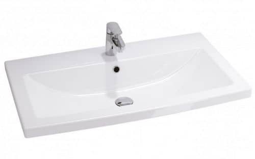 Купить Тумба Style Line Сакура 80 Люкс Plus подвесная с раковиной белая/венге по низкой цене