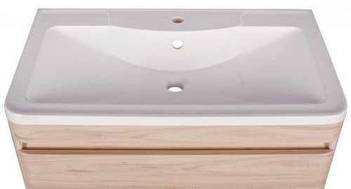 Купить Тумба Style Line Атлантика 80 Люкс Plus подвесная с раковиной ясень перламутр по низкой цене