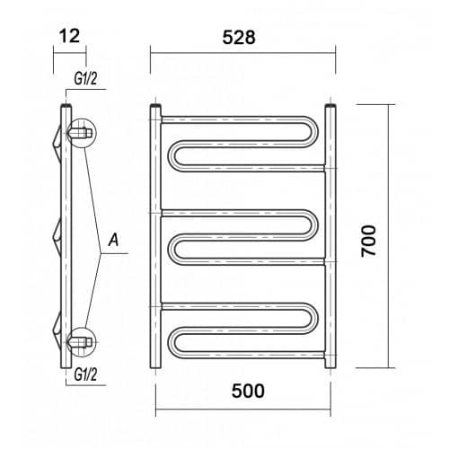 Купить Полотенцесушитель Domoterm Офелия бронза П9 водяной 500х700 мм по низкой цене