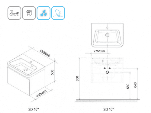 Купить Тумба Ravak 10 градусов SD 650 X000000736 под раковину белый глянец по низкой цене