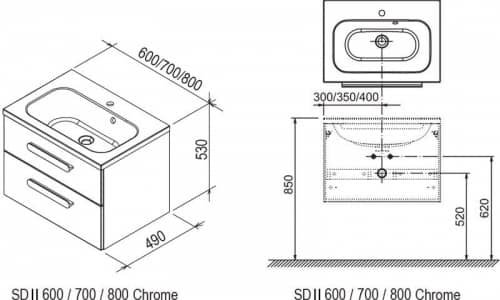 Купить Тумба Ravak Chrome II SD 600 X000000918 под раковину глянцевая белая по низкой цене