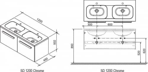 Купить Тумба Ravak Chrome SD 1200 X000000536 под раковину глянцевая белая по низкой цене