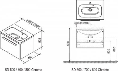 Купить Тумба Ravak Chrome SD 700 X000000532 под раковину глянцевая белая по низкой цене