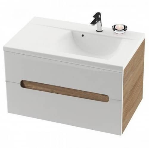 Купить Тумба Ravak Classic II SD 800 L X000000913 под раковину каппучино/белый глянец по низкой цене