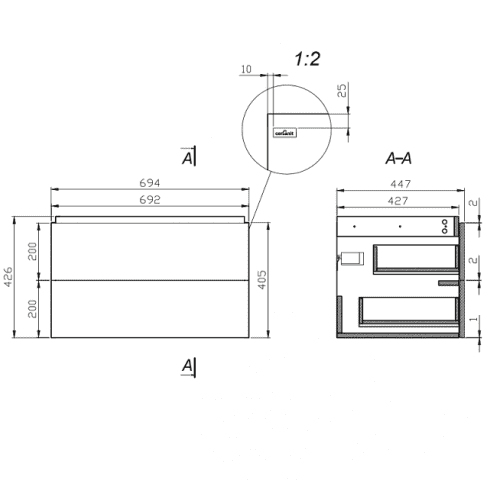 Купить Тумба Cersanit City 70 G-SZ-CITY-CIT70/Gr под раковину серый дуб по низкой цене