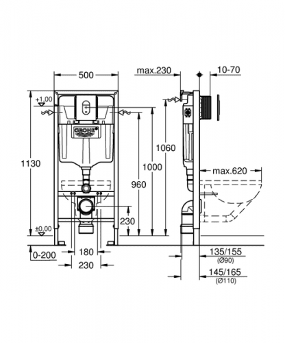 Купить Система инсталляции для унитаза Grohe Rapid SL 38929000 по низкой цене