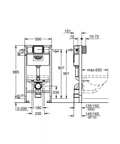 Купить Система инсталляции для унитаза Grohe Rapid SL 38525001 по низкой цене