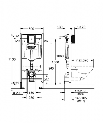 Купить Система инсталляции для унитаза Grohe Rapid SL 38528001 по низкой цене