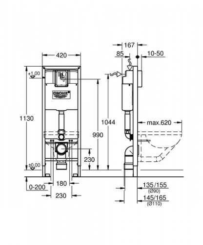 Купить Система инсталляции для унитаза Grohe Rapid SL 38713001 по низкой цене