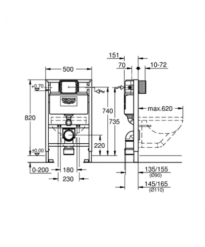 Купить Система инсталляции для унитаза Grohe Rapid SL 38526000 по низкой цене