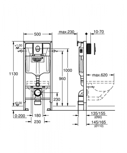 Купить Система инсталляции для унитаза Grohe Rapid SL 39108000 по низкой цене