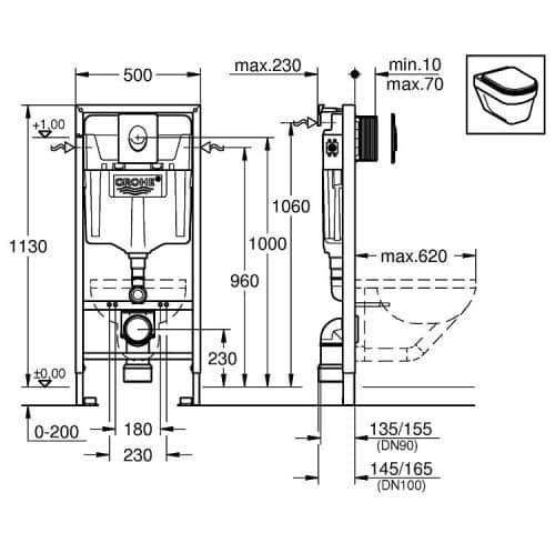 Купить Система инсталляции для унитаза Grohe Rapid SL 38721001 по низкой цене