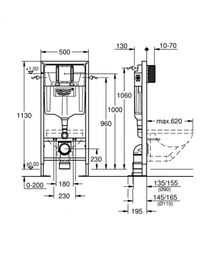 Купить Система инсталляции для унитаза Grohe Rapid SL 38584001 по низкой цене