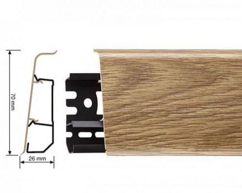 Деревянный, металлический, пластиковый напольный плинтус.