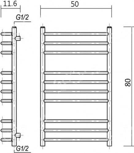 Купить Полотенцесушитель Domoterm Калипсо хром П10 водяной 500х800 мм по низкой цене