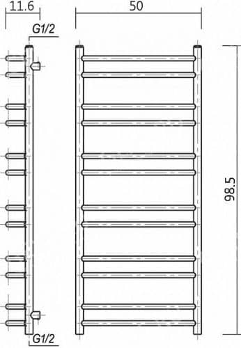 Купить Полотенцесушитель Domoterm Калипсо хром П12 водяной 500х1000 мм по низкой цене