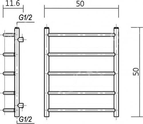 Купить Полотенцесушитель Domoterm Калипсо хром П5 водяной 500х500 мм по низкой цене