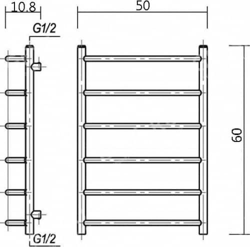 Купить Полотенцесушитель Domoterm Лаура бронза П6 водяной 500х600 мм по низкой цене